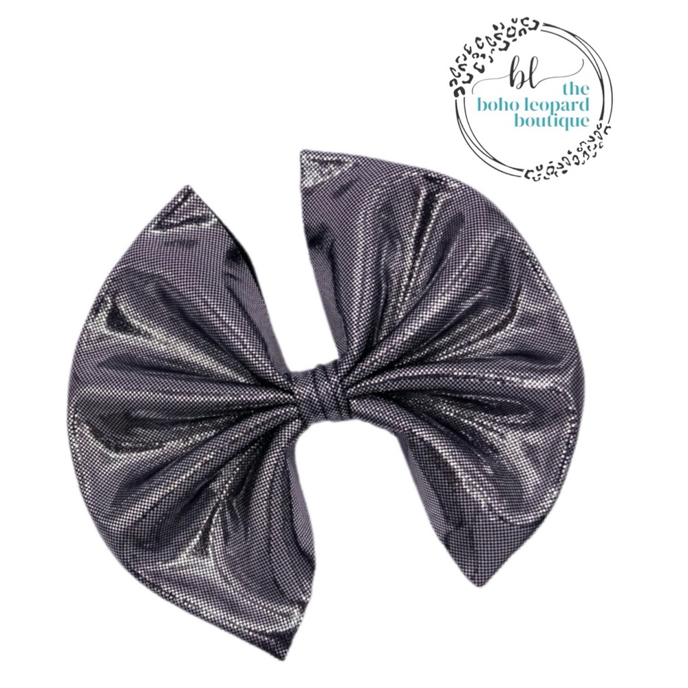Girls holographic large hair bow